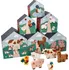 Dřevěná hračka Adam Toys  Farma Domečky a pyramidy s 6 dřevěnými zvířátky