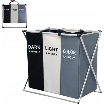 Koš na prádlo KOŠ NA PRÁDLO 3 KOMOROVÝ ORGANIZÉR VELKÝ ZÁSOBNÍK NA HRAČKY