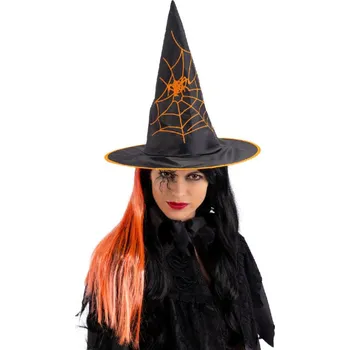 Karnevalový kostým Čarodějnický klobouk s oranžovými vlasy