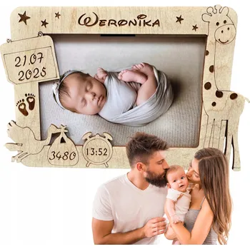Obraz Rámeček s gravírováním pro novorozence – jméno, datum, váha, čas, narození