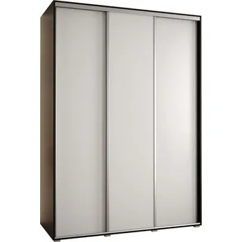 Šatní skříň Šatní skříň s posuvnými dveřmi DAVOS 170cm | Černá / bílá / stříbrné pojezdy