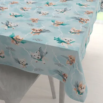 ubrus Dětský bavlněný obdélníkový ubrus Sandra SA-651 Psí superhrdinové na ledově modrém 60x100 cm