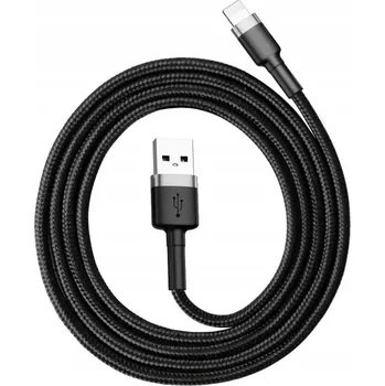 Datový kabel JP nylonový kabel USB na Lightning, 2 metry, černý