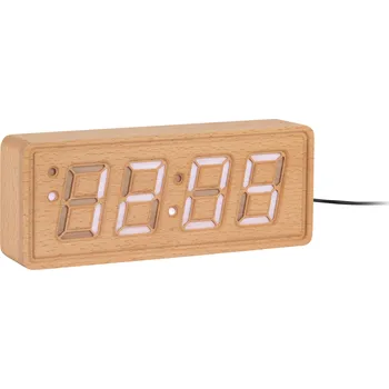 Budík Karlsson, Hodiny a budík Solid Wood Engraved, světlé dřevo - Formadore