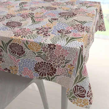 ubrus Bavlněný čtvercový ubrus Sandra SA-648 Akvarelové květiny na bílém 40x40 cm