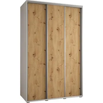 Šatní skříň Šatní skříň s posuvnými dveřmi DAVOS 160cm | Bílá / DUB Artisan / stříbrné