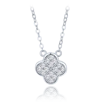 Náhrdelník Moonlit Stříbrný náhrdelník se čtyřlístkem a zirkony