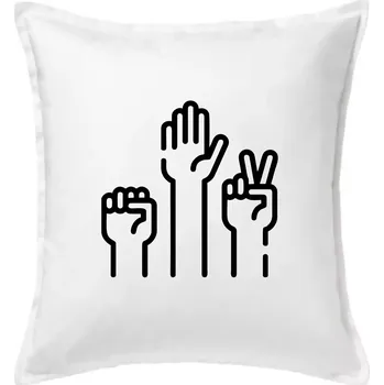 Polštář Kamen nůžky papír ikony - Polštář 50x50 - 50x50 - Pouze potah ( Bílá )