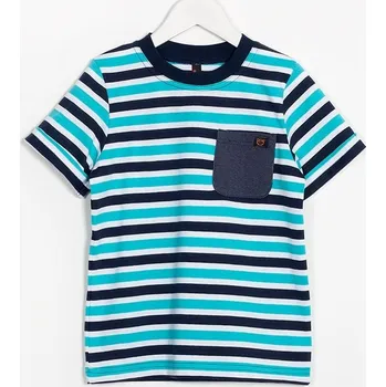 MUFFIN MODE Chlapecké pruhované tričko s kapsou, modré 98/104
