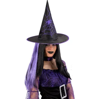 Čarodějnický klobouk s fialovými vlasy
