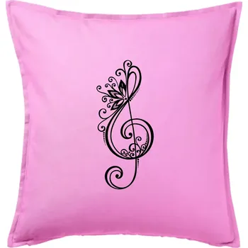 Polštář Houslový klíč kytky - Polštář 50x50 - 50x50 - Pouze potah ( Růžová )