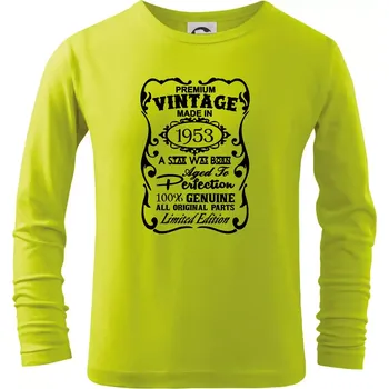 Dětská móda Vintage Etiketa - 1953 - Triko dětské Long Sleeve - 104-110cm / 3-4 roky ( Limetková )