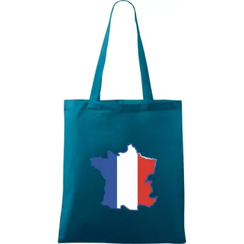 Francouzská vlajka mapa obrys - Taška bavlněná - 42 x 38 cm ( Petrolejová )