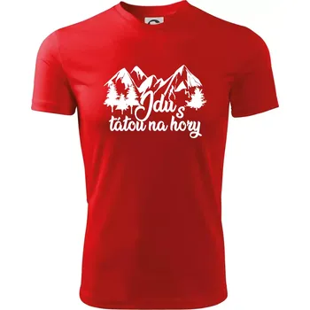 Jdu s tátou na hory - Dětské triko sportovní (dresovina) - 146 cm/10 let ( Červená )