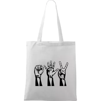 Nákupní taška Kámen nůžky papír černé - Taška bavlněná - 42 x 38 cm ( Bílá )