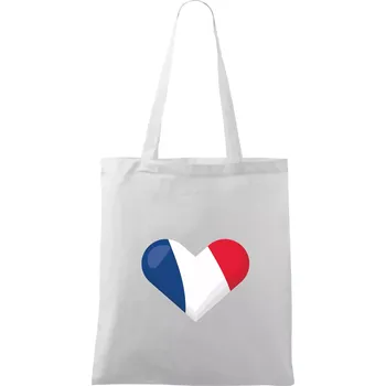 Francouzská vlajka srdce - Taška bavlněná - 42 x 38 cm ( Bílá )