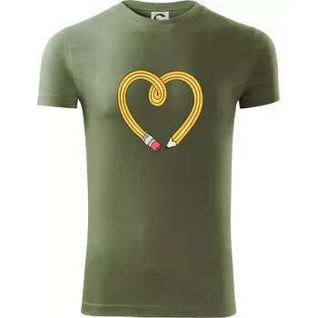Pánské tričko Tužka srdce - Viper FIT - Pánské zůžené tričko - L ( Khaki )