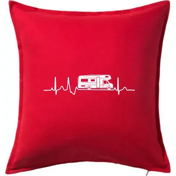 Polštář EKG obytňák - Polštář 50x50 - 50x50 - Pouze potah ( Červená )