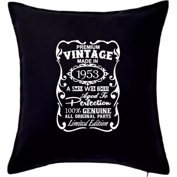 Polštář Vintage Etiketa - 1953 - Polštář 50x50 - 50x50 - Pouze potah ( Černá )