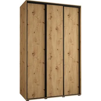 Šatní skříň Šatní skříň s posuvnými dveřmi DAVOS 160cm | DUB Artisan / černé pojezdy