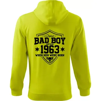 Pánská móda Bad boy since 1963 - Mikina s kapucí na zip trendy zipper - 2XL ( Limetková )