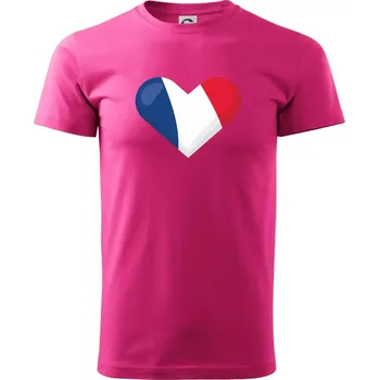 Pánská móda Francouzská vlajka srdce - Klasické pánské triko vyšší gramáže - S ( Purpurová )