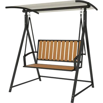 Zahradní houpačka Houpačka s nastavitelnou stříškou proti slunci 142 x 112 x 162 cm | černá