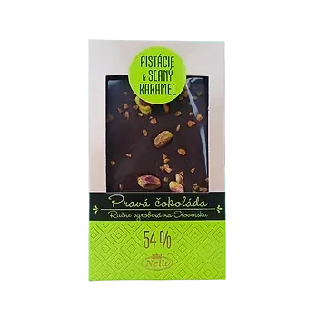 Čokoláda Hořká čokoláda s pistáciemi a slaným karamelem [Nelli, 80 g]