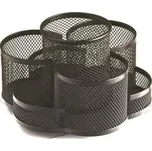 Stojánek na psací potřeby, černá, 7 dílný, drátěný, otočný, DKC2483