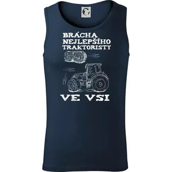 Brácha nejlepšího traktoristy ve vsi - Tílko pánské Core - S ( Námořní modrá (velmi tmavá - téměř černá) )