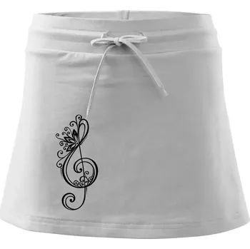 Dámská sukně Houslový klíč kytky - Sportovní sukně - two in one - S ( Bílá )