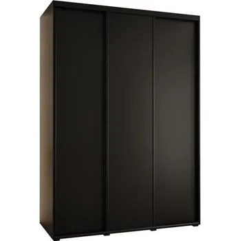 Šatní skříň Šatní skříň s posuvnými dveřmi DAVOS 170cm | Černá / černé pojezdy