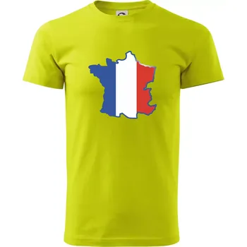 Francouzská vlajka mapa obrys - Klasické pánské triko vyšší gramáže - M ( Limetková )
