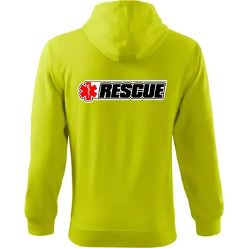 Pánská móda Záchranář rescue kříž červený - Mikina s kapucí na zip trendy zipper - S ( Limetková )