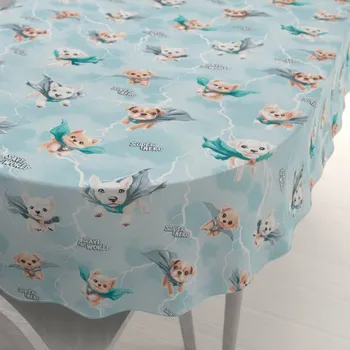 ubrus Dětský bavlněný oválný ubrus Sandra SA-651 Psí superhrdinové na ledově modrém 50x100 cm