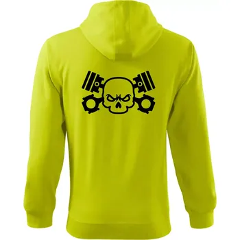 Pánská mikina Lebka písty - Mikina s kapucí na zip trendy zipper - XL ( Limetková )