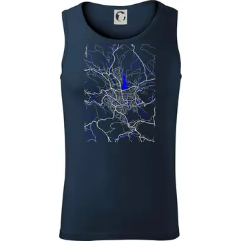 Jablonec nad Nisou - Mapa s vodními toky - Tílko pánské Core - 2XL ( Námořní modrá (velmi tmavá - téměř černá) )