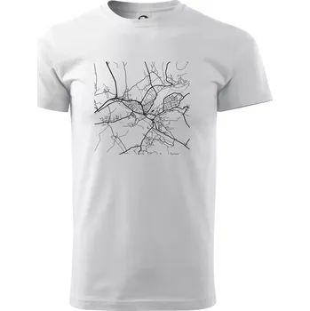 Pánské tričko Mapy měst černobílé Turnov - Triko extra velké (5-8XL) - 8XL ( Bílá )