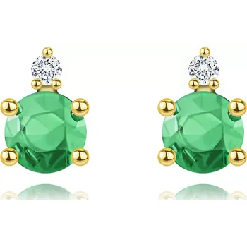 Náušnice Náušnice ze 14K zlata se smaragdem a čirými zirkony