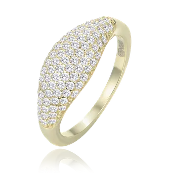 Prsten MINET Stříbrný pozlacený prsten kapka s bílými zirkony vel. 52 JMAN0565XR52