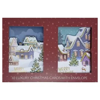 Vánoční přání v krabičce červené, 10 ks