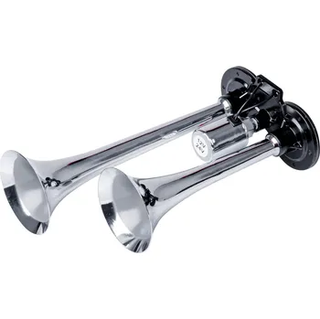 Houkačka Fanfára 2-tónová 12/24V chrom, 290/230mm, bez kompresoru, 03617