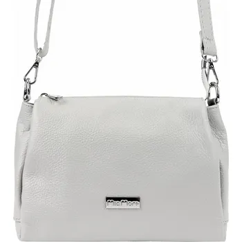 Kabelka Malá/střední tříoddílová kožená světlešedá crossbody kabelka Mia More no. 002