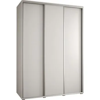 Šatní skříň Šatní skříň s posuvnými dveřmi DAVOS 180cm | Bílá / stříbrné pojezdy