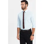 Klasické pánské bavlněné tričko SLIM FIT s mikrovzorem - V1 OM-SHCS-0156 Barva: Světle Modrá, Velikost: S