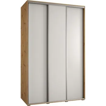 Šatní skříň Šatní skříň s posuvnými dveřmi DAVOS 160cm | DUB Artisan / bílá / stříbrné