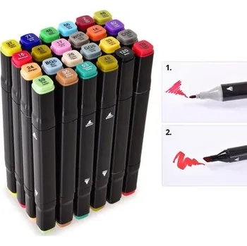 Sada 24 ks oboustranných alkoholových fixů v textilním pouzdře