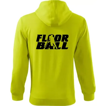 Pánská móda Floorball nápis rovný - Mikina s kapucí na zip trendy zipper - 2XL ( Limetková )