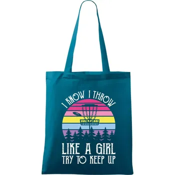 Disc golf i know i throw - Taška bavlněná - 42 x 38 cm ( Petrolejová )