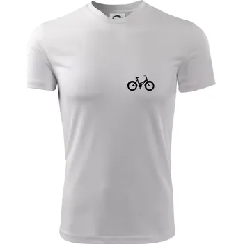 Obrázek kola na prsu městské kolo - Dětské triko sportovní (dresovina) - 146 cm/10 let ( Bílá )